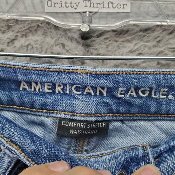 American Eagle Outfitters Jeans Women’s 0 Blue Mom Straight Stretch Denim - Picture 2 of 12